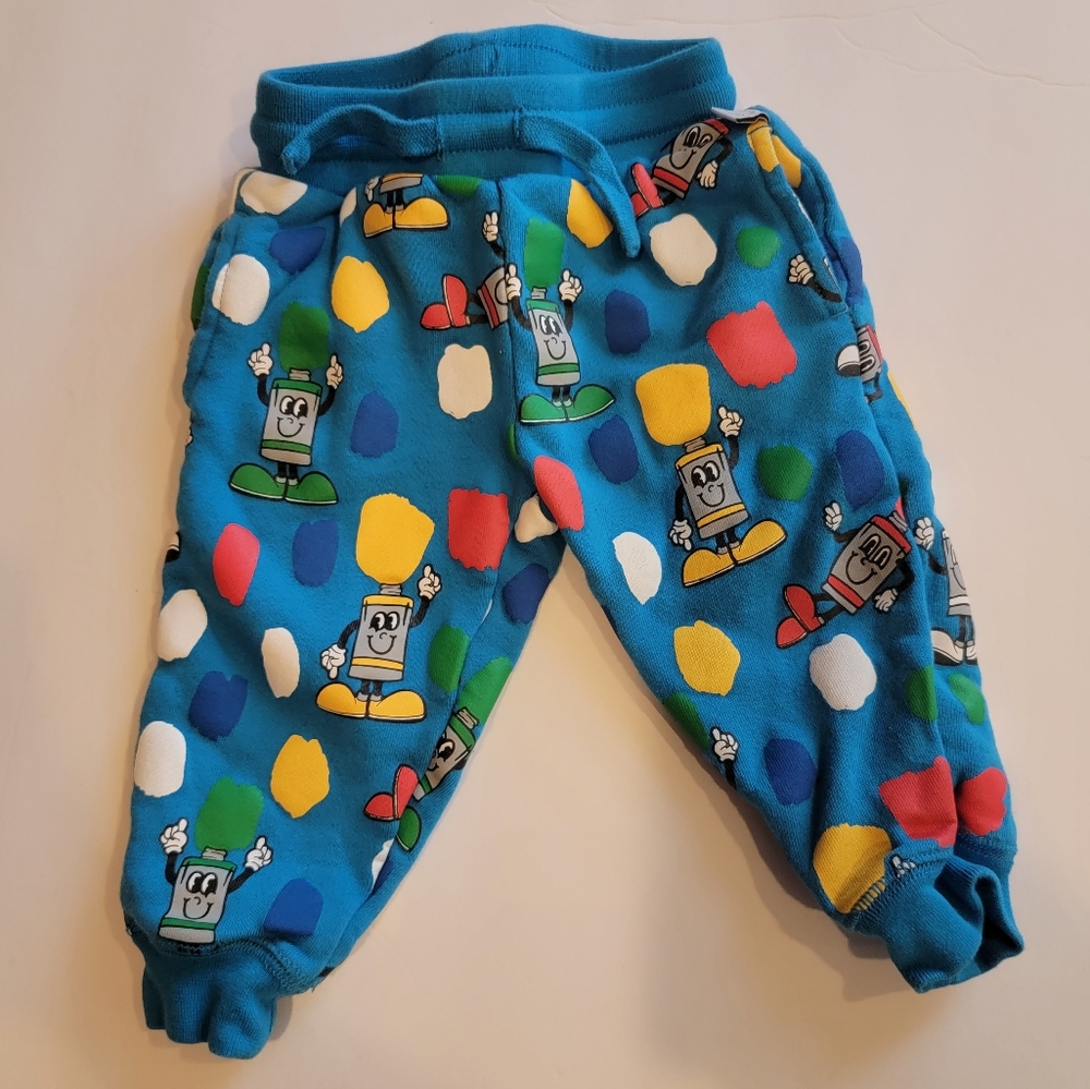 Stella Mccartney kids paintbrush sweatpants size  6 months blue paint